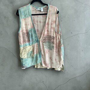 Chantik Vintage 90s Pastel Pastel Lagenlook Casual Lightweight Boho Vest Size S